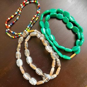 3some combo - (sea green + ash grey/brown necklace and anklets)